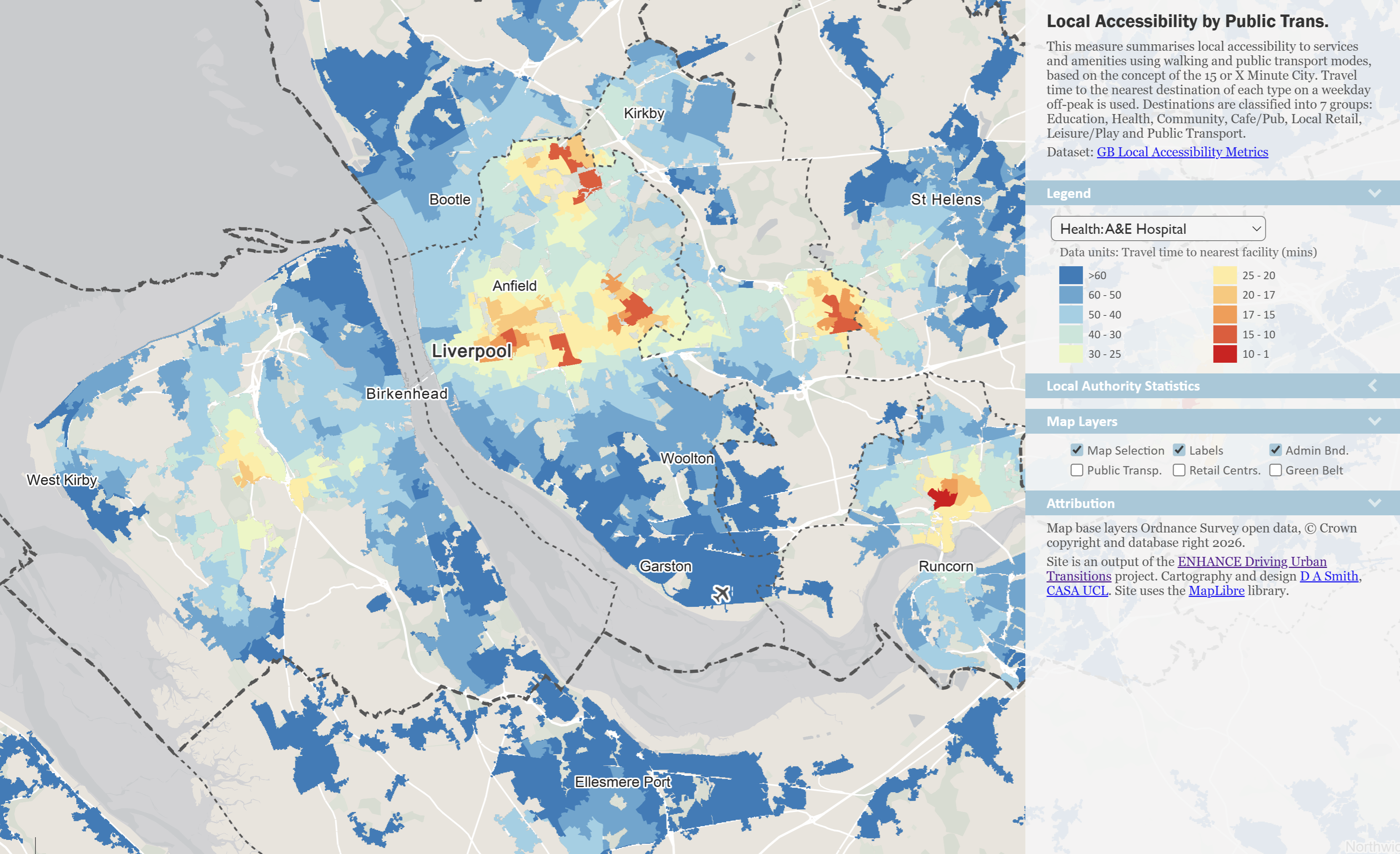 Local accessibility to hospitals map