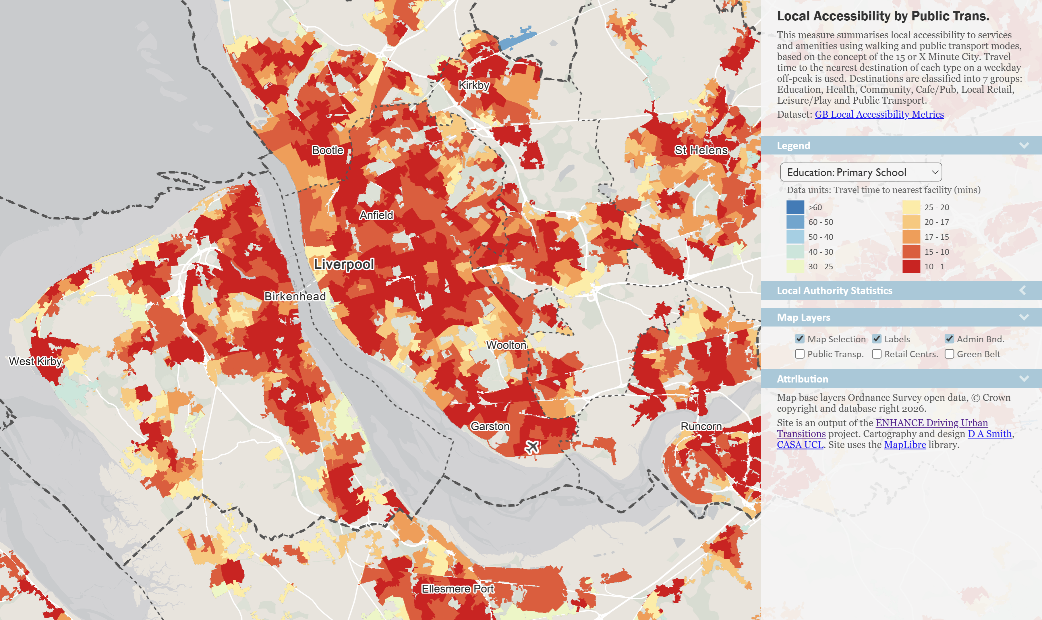 Local accessiblity to schools map